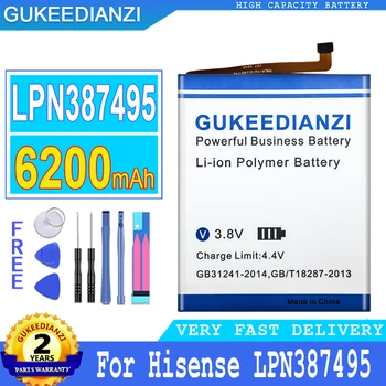 Батерия GUKEEDIANZI капацитет 6200 mah за мобилен телефон Hisense LPN387495 голяма мощност Bateria