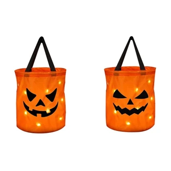 2 бр., led чанти за шоколадови бонбони на Хелоуин, светват, вечерни чанти за трикове или предложения Y9RE