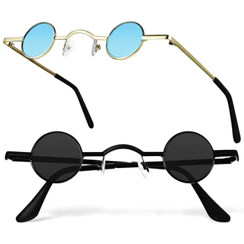2 бр, Пънк Кръгли Слънчеви очила, Дамски Поляризирани Унисекс, Дамски Лещи на Малък Кръг, хип-Хоп