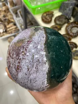 2 бр. Красив естествен топка от океана яспис, натурален кристал Рейки, исцеляющий 4,5 кг