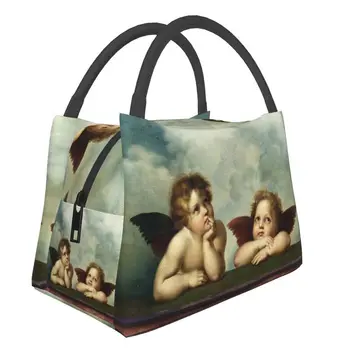 Реколта чанта за обяд с Ангелите от епохата на Възраждането, крилата на Херувимите, Преносим термоохладитель, кутия за обяд, чанти за къмпинг, пикник