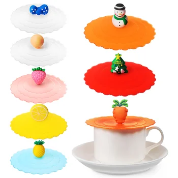 8 бр Силиконови капачки за чаши, за Многократна употреба капачки за чаши, Чаши, Плодове, Пылезащитное печат