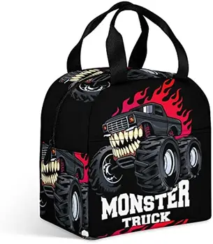 Чанта за обяд с Анимационни камион-чудовище, Дамски Мъжки чанти за Еднократна употреба, Изолиран обяд-бокс-хладилник, чанта за офис, Пикник и пътуване