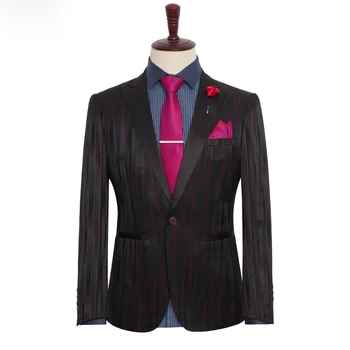 Много голям мъжки бизнес бизнес костюм на райета 7XL 8XL 9XL, мъжки модерен класически сватбен костюм, сако, червен, черен